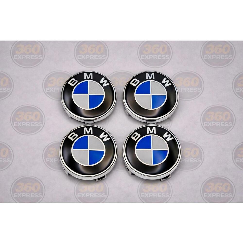 BMW 68mm Blue White Center Wheel Hub Caps Set of 4